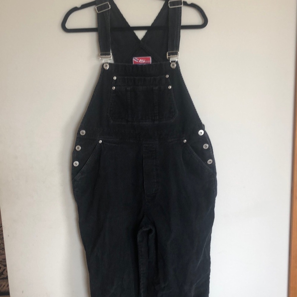Black corduroy overalls